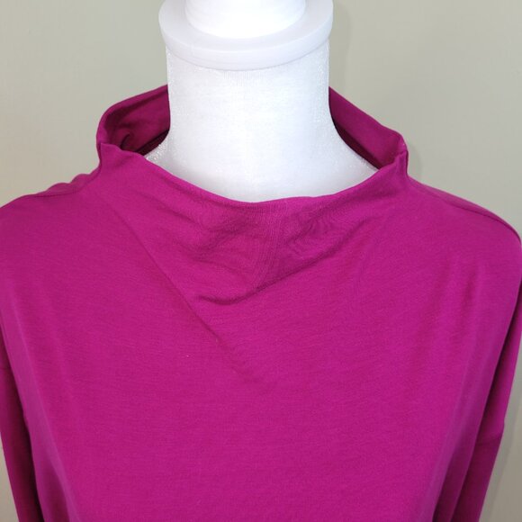 Eileen Fisher Magenta Funnel Neck Long Sleeve Boxy Top NWT Women's Size S - Picture 8 of 14